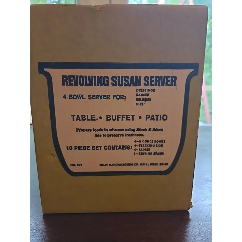 Vintage Foley Stainless Steel Revolving Susan Server Condiments 4 8 Oz Bowls...